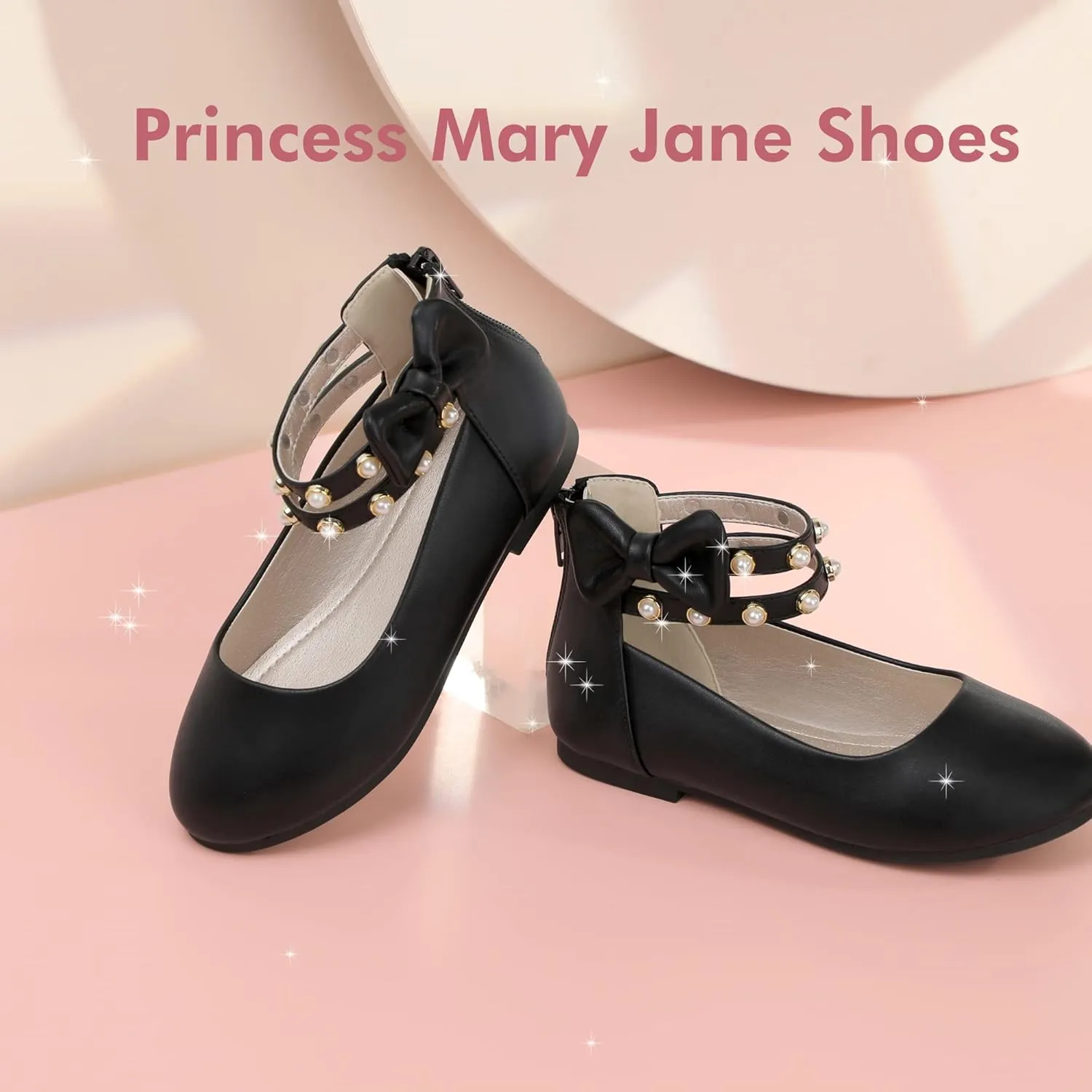 PANDANINJIA Jessica Toddler Girls Dress Shoes Ankle Strap Ballet Flats Flower Girl Shoes for Wedding Party School