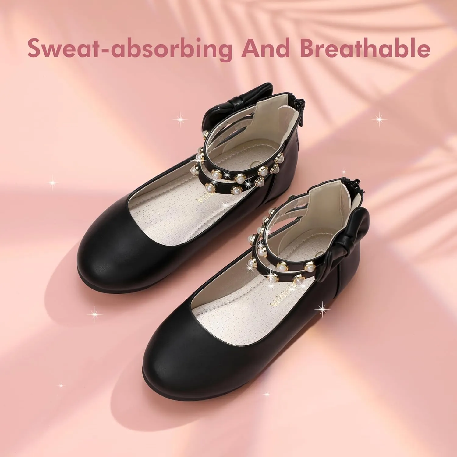PANDANINJIA Jessica Toddler Girls Dress Shoes Ankle Strap Ballet Flats Flower Girl Shoes for Wedding Party School