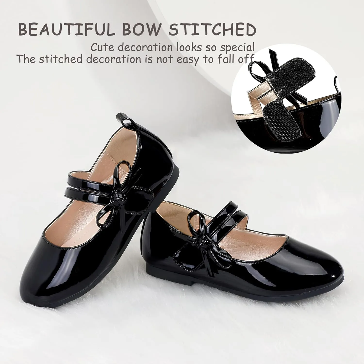 PANDANINJIA Naomi Girls Dress Shoes Mary Jane Ballet Flats Flower Girl Wedding Party Communion Shoes for Toddler Little Kid Big Kid