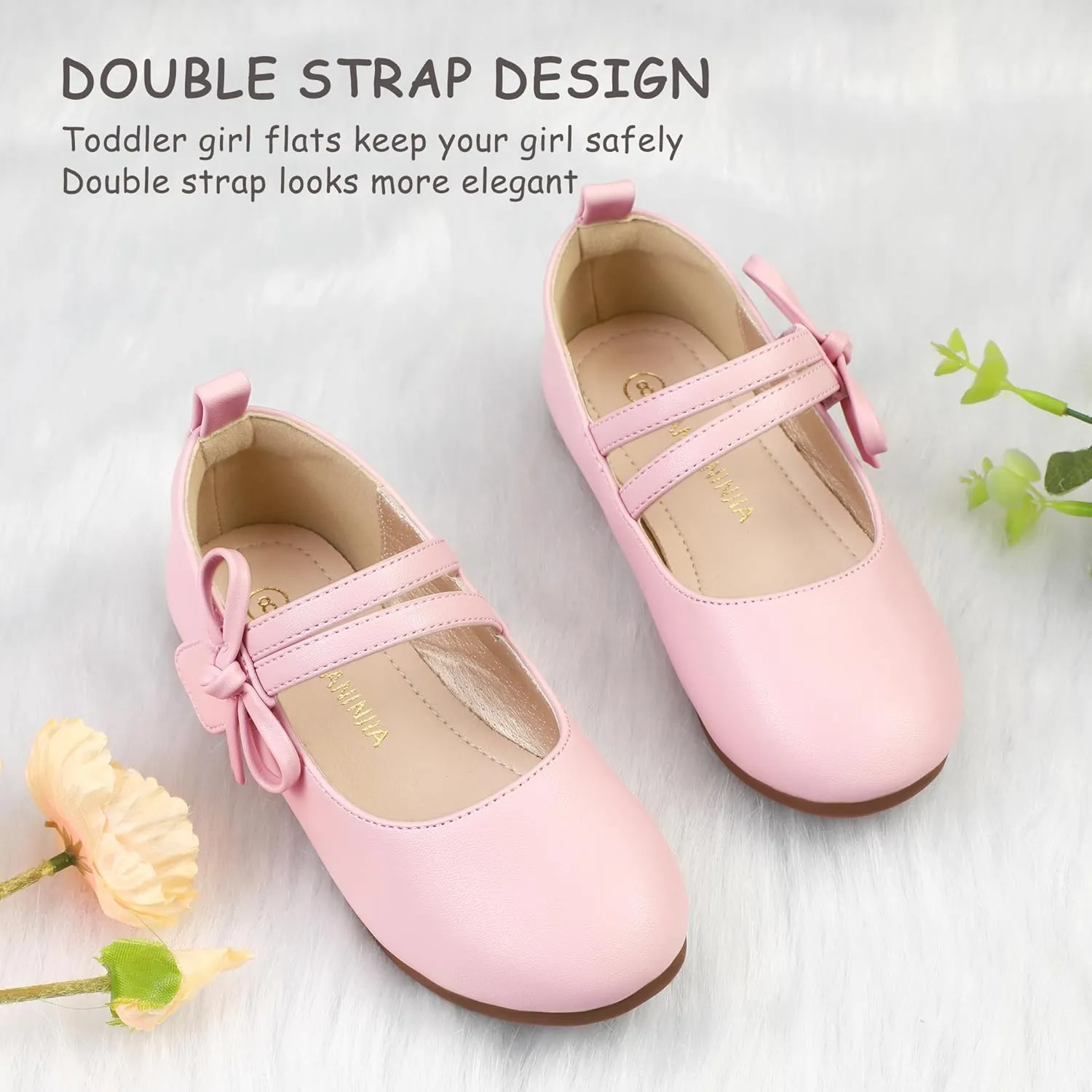 PANDANINJIA Naomi Girls Dress Shoes Mary Jane Ballet Flats Flower Girl Wedding Party Communion Shoes for Toddler Little Kid Big Kid