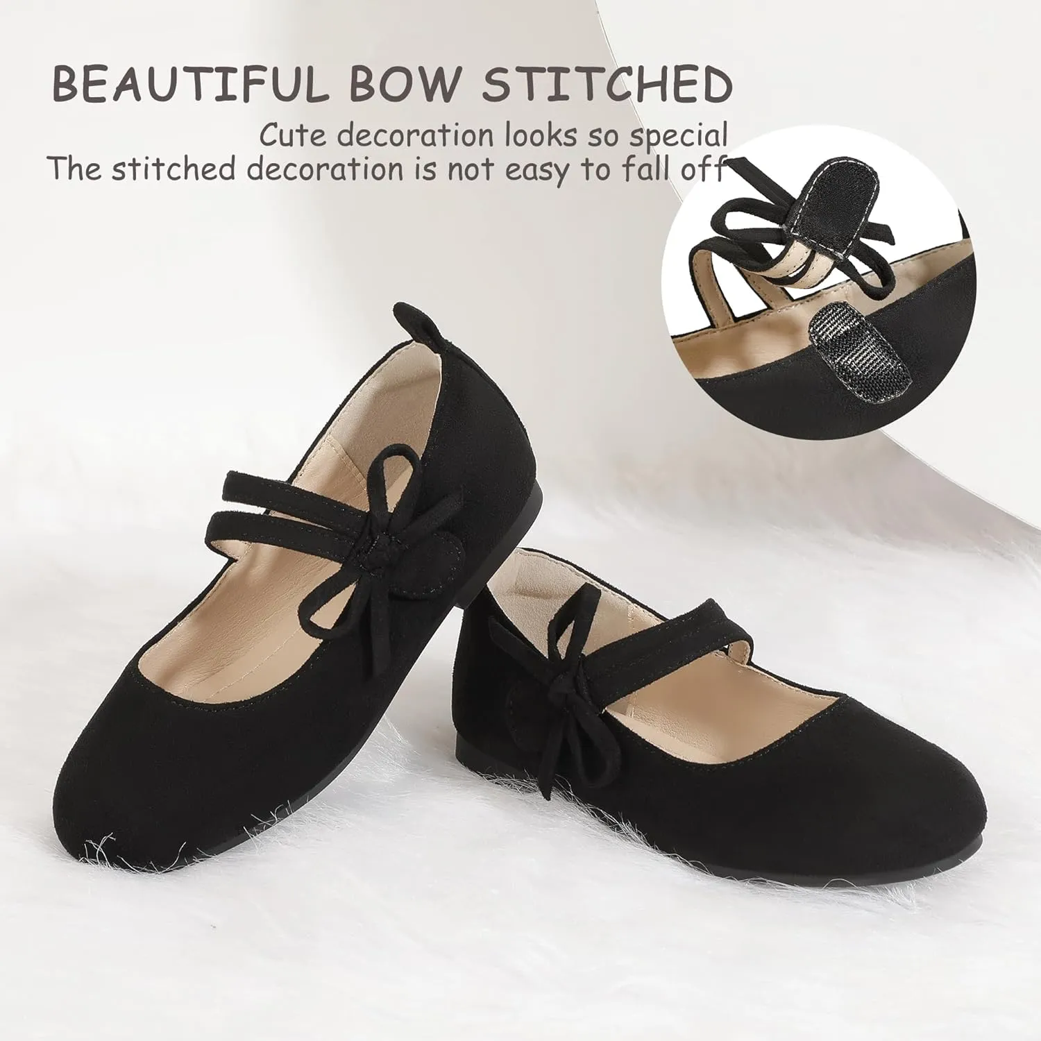 PANDANINJIA Naomi Girls Dress Shoes Mary Jane Ballet Flats Flower Girl Wedding Party Communion Shoes for Toddler Little Kid Big Kid