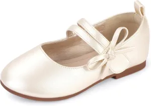 PANDANINJIA Naomi Girls Dress Shoes Mary Jane Ballet Flats Flower Girl Wedding Party Communion Shoes for Toddler Little Kid Big Kid