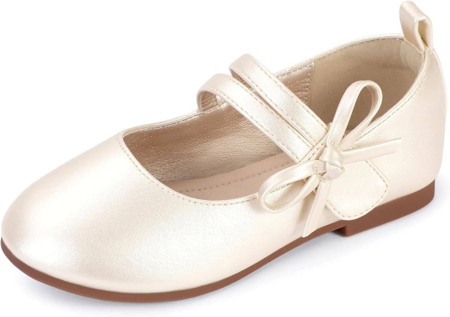 PANDANINJIA Naomi Girls Dress Shoes Mary Jane Ballet Flats Flower Girl Wedding Party Communion Shoes for Toddler Little Kid Big Kid