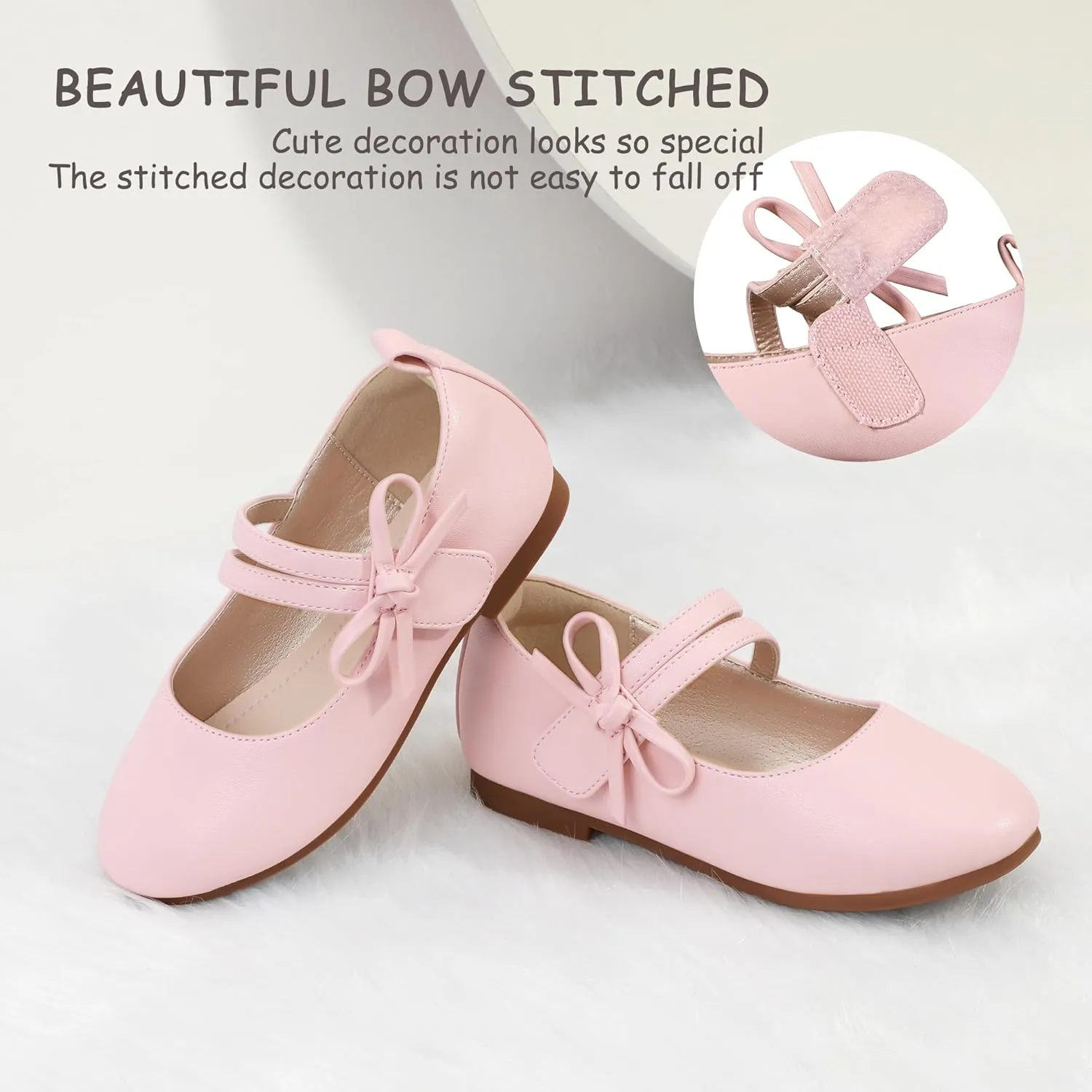 PANDANINJIA Naomi Girls Dress Shoes Mary Jane Ballet Flats Flower Girl Wedding Party Communion Shoes for Toddler Little Kid Big Kid