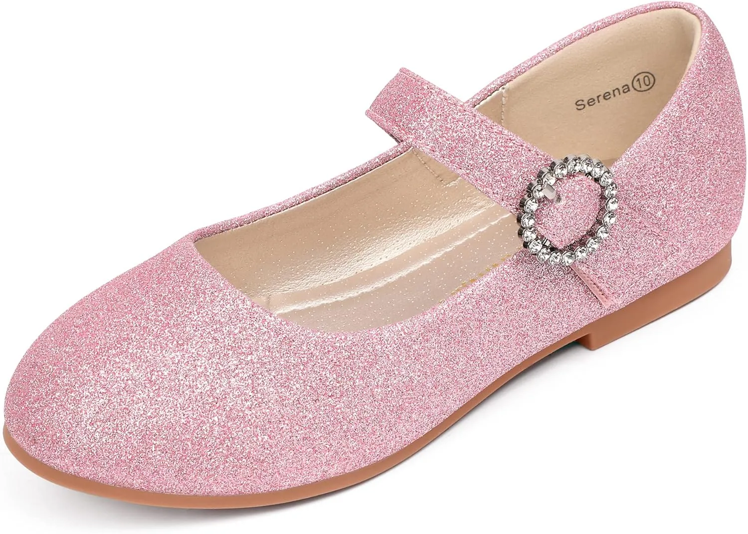 PANDANINJIA Sarena Girls Dress Shoes Rhinestone Flower Girl Ballerina Ballet Flats Mary Jane Wedding Party School Shoes for Toddler Little Kid Big Kid