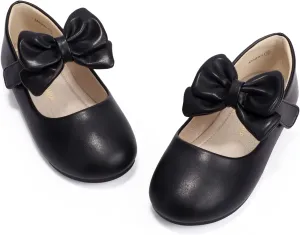 PANDANINJIA Toddler/Little Kid Girl's Angela Dress Mary Jane Ballet Flats Bow Flower Girl Wedding Party Ballerina Flat Shoes