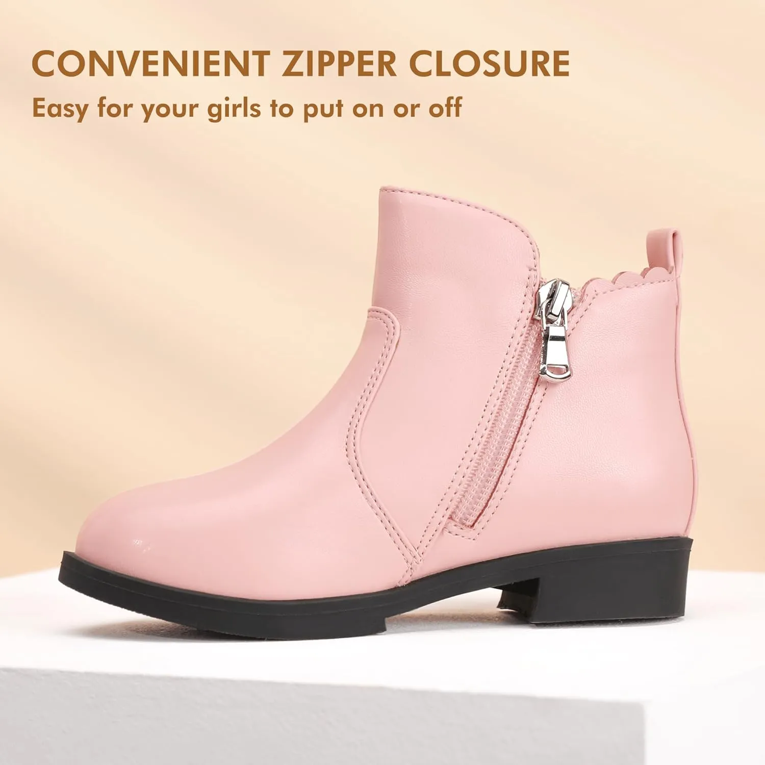PANDANINJIA Toddler/Little Kid Girl's Clara Fashion Short Ankle Boots Pearls Bow Dress Booties with Zipper
