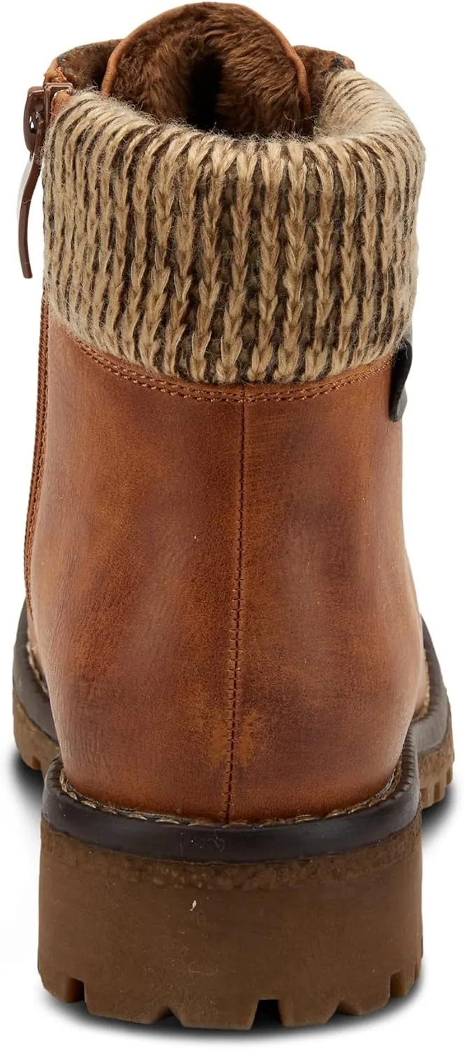 PATRIZIA Spring Step Clarris Lace-Up Booties for Women - Ladies Boots with Cozy Faux Fur Lining - Tonal Stitching Ankle Boots for Womens
