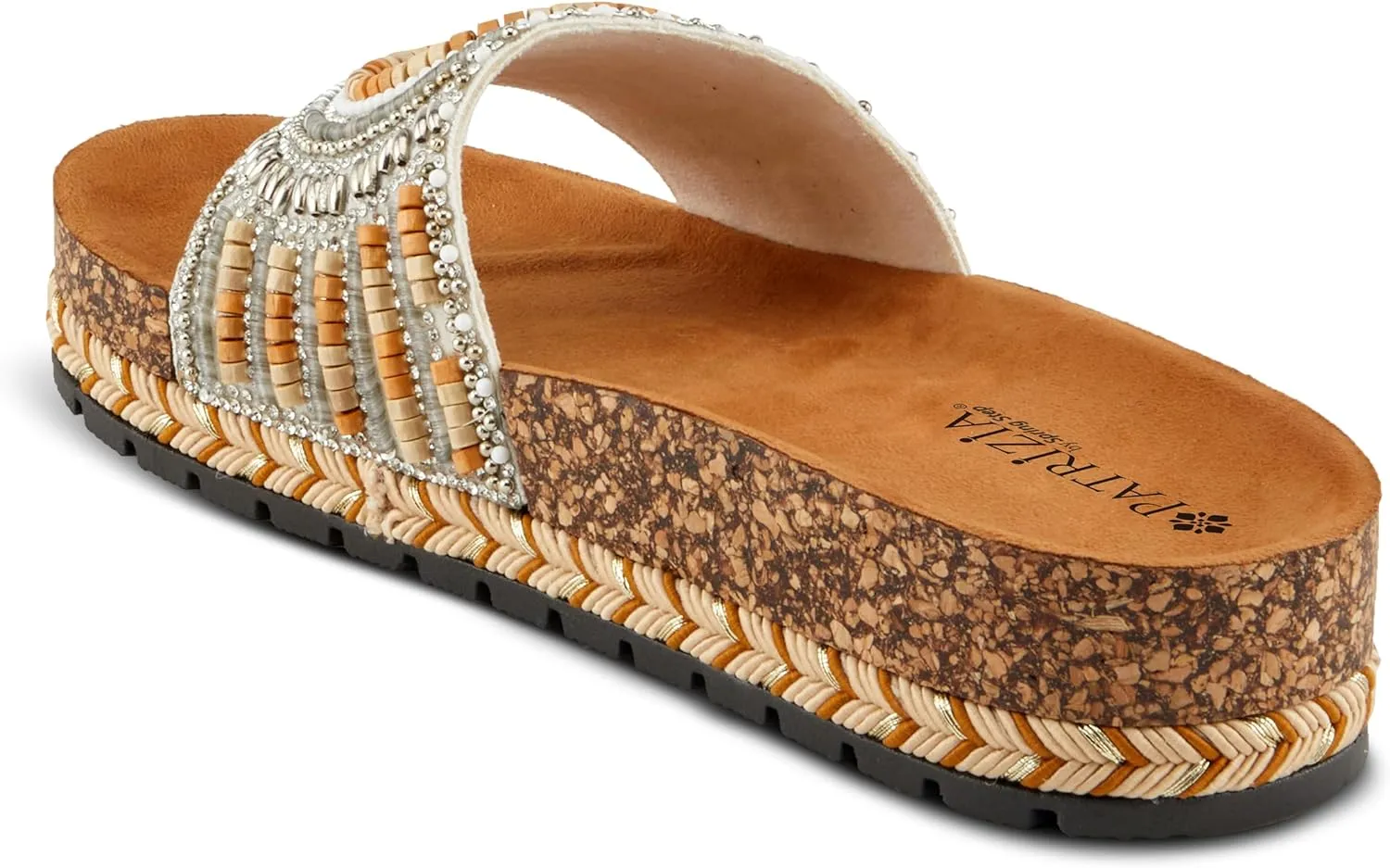 PATRIZIA Women's SWIRLA Multicolor Beaded One-Band Slide Cork Wedge Sandals