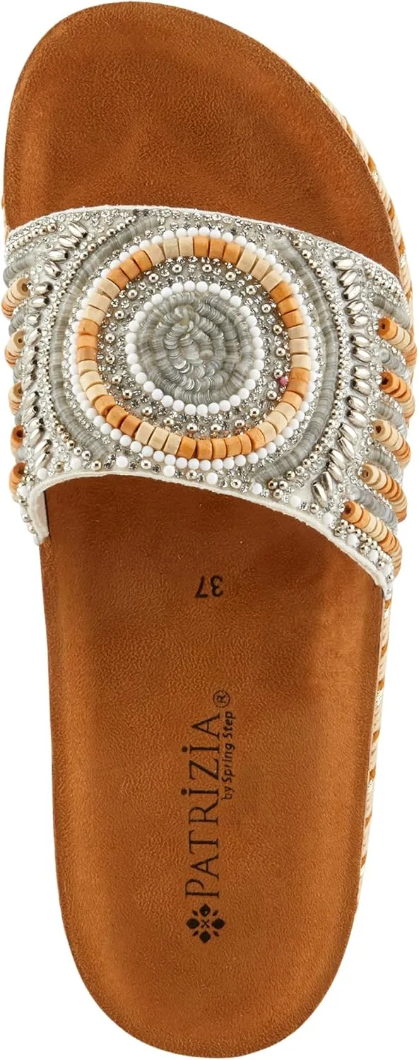 PATRIZIA Women's SWIRLA Multicolor Beaded One-Band Slide Cork Wedge Sandals