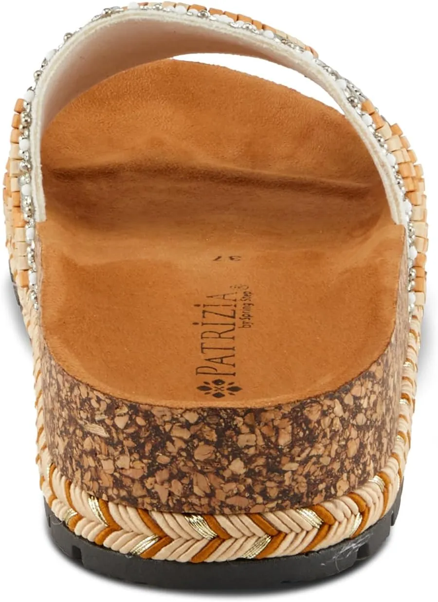 PATRIZIA Women's SWIRLA Multicolor Beaded One-Band Slide Cork Wedge Sandals
