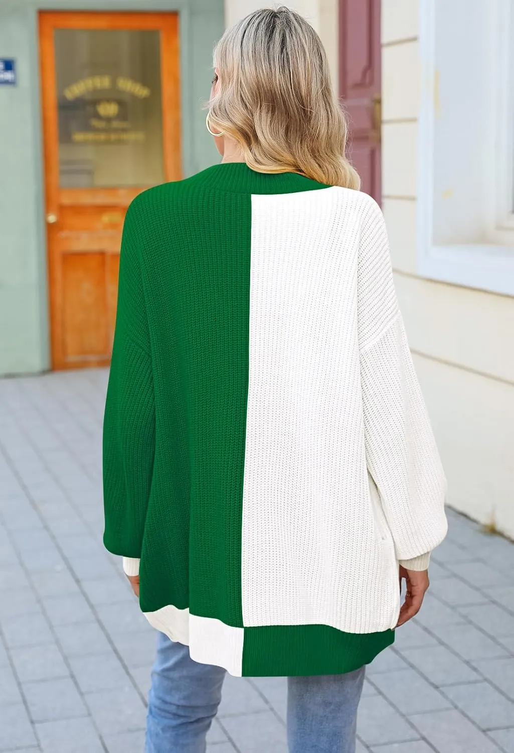 Pink Queen 2024 Fall Long Cardigans for Women Batwing Sleeve Open Front Ribbed Knit Oversized Cardigan Sweaters with Pockets