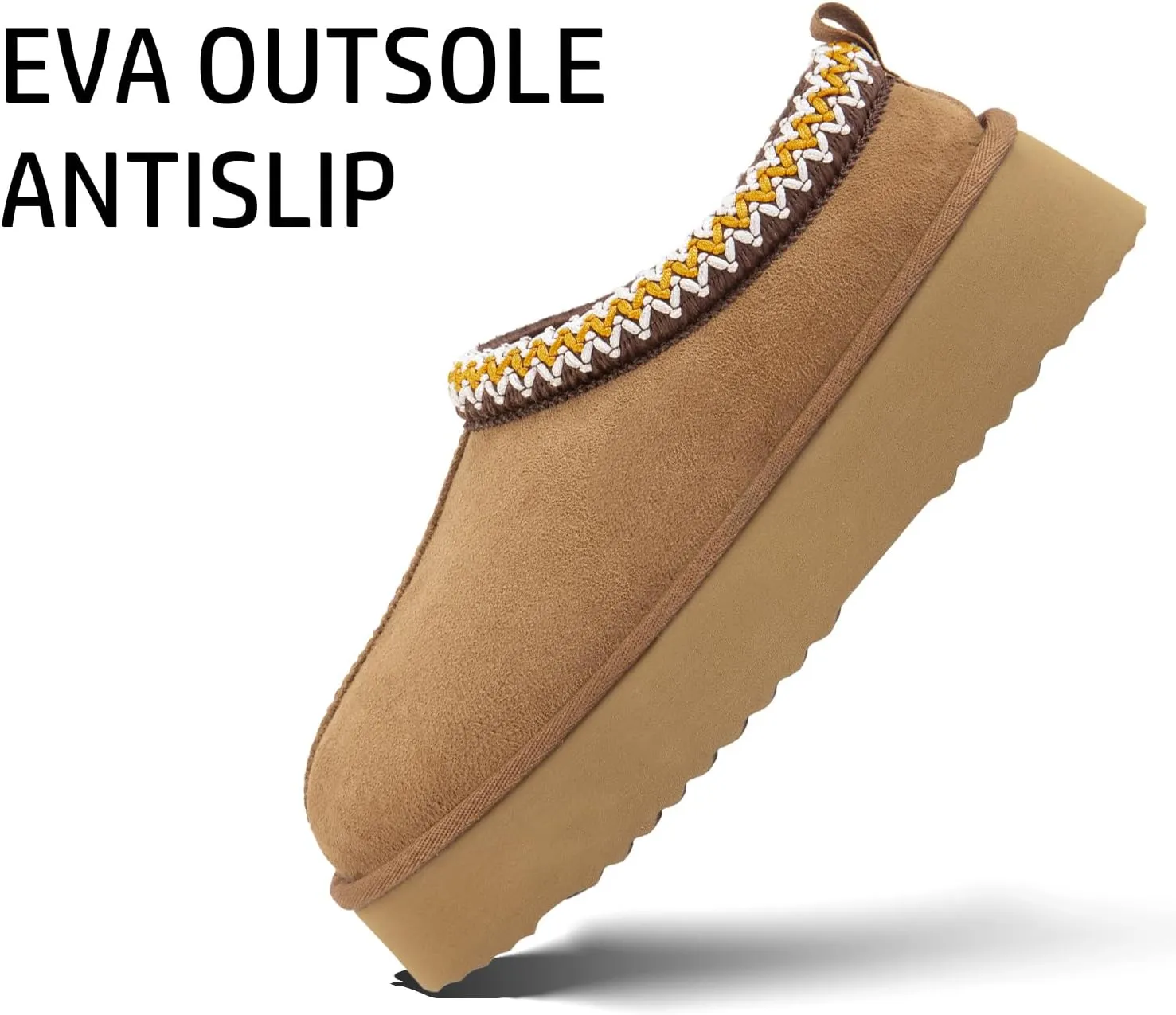 Platform Slippers for Women Mini Boots Genuine Suede Genuine Fur Ankle Snow Boots Braided Indoor Outdoor Slip On Mules