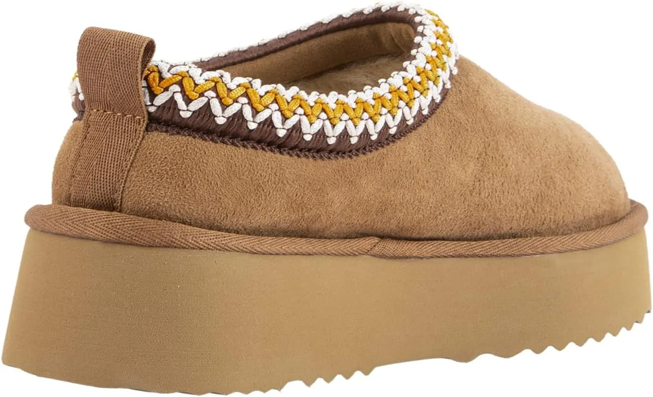 Platform Slippers for Women Mini Boots Genuine Suede Genuine Fur Ankle Snow Boots Braided Indoor Outdoor Slip On Mules