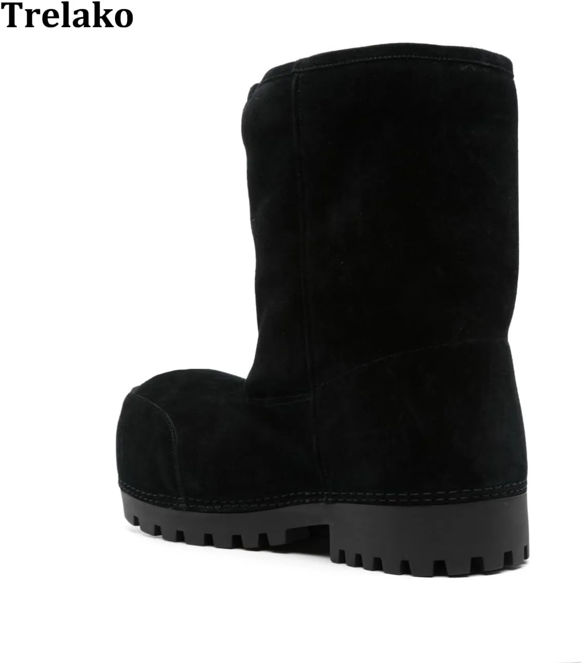 Platform Snow Boots for Women Suede Classic Fur Hippy Mid Calf Winter Boots Slip On High Boots Comfortable Chunky Trending Shoes Biege