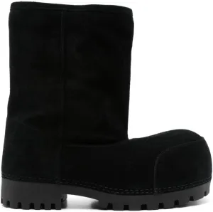 Platform Snow Boots for Women Suede Classic Fur Hippy Mid Calf Winter Boots Slip On High Boots Comfortable Chunky Trending Shoes Biege