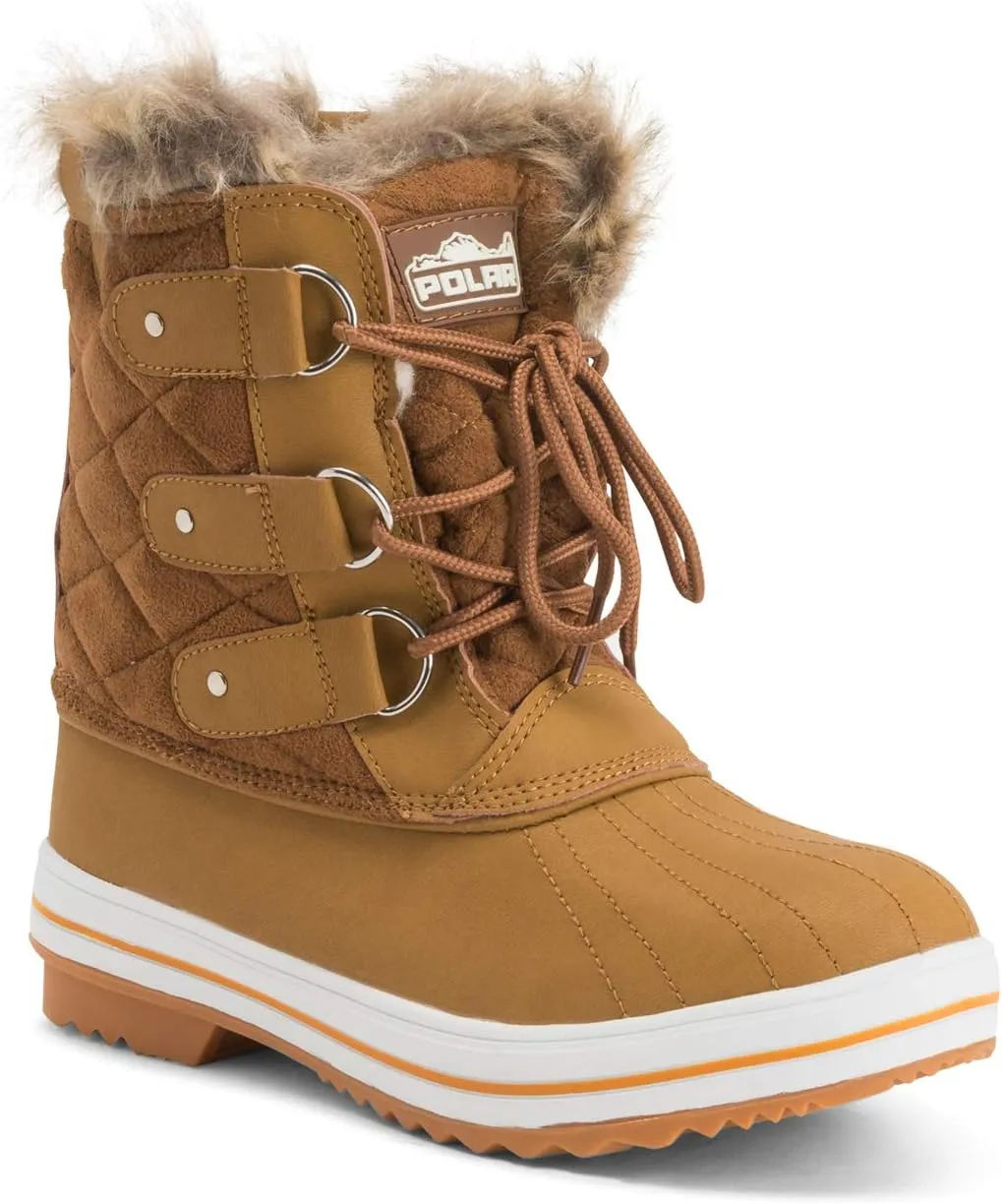 Polar Products Womens Snow Boot Quilted Short Winter Snow Rain Warm Waterproof Boots