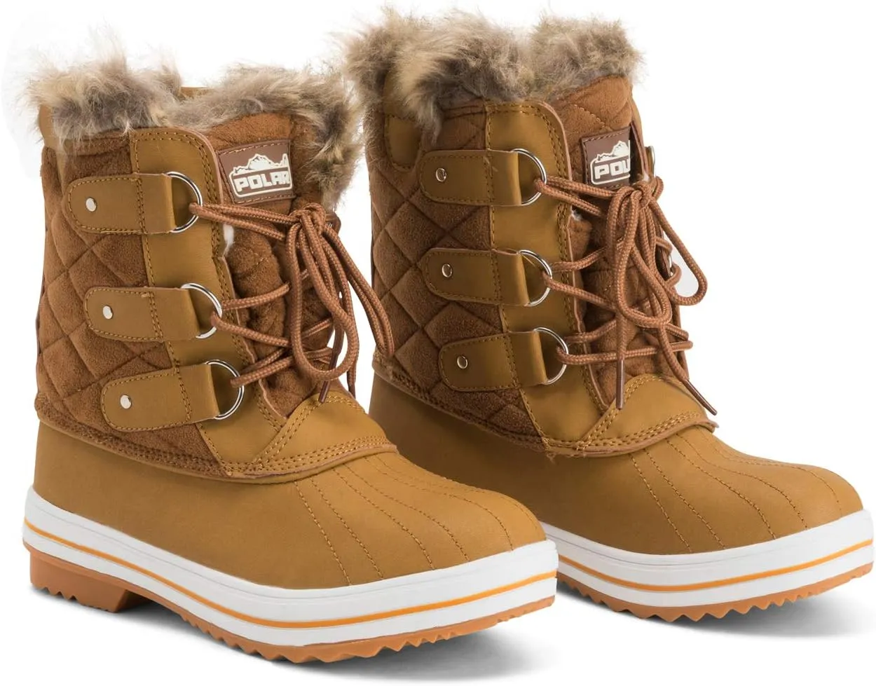 Polar Products Womens Snow Boot Quilted Short Winter Snow Rain Warm Waterproof Boots