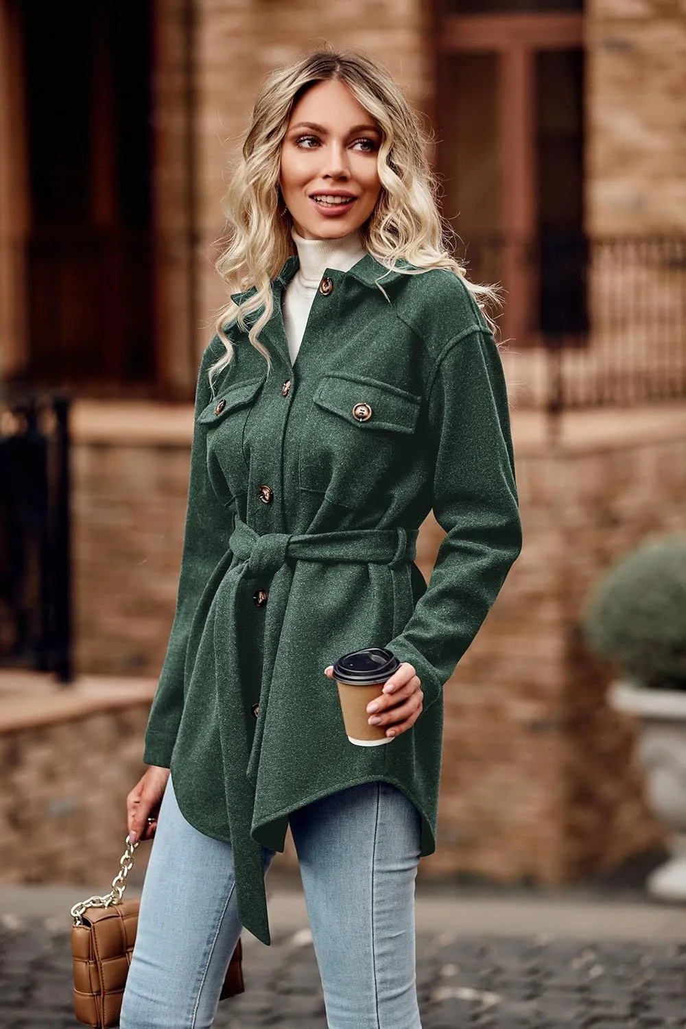 PRETTYGARDEN Women's Fall Fashion Winter Trench Coats Lapel Button Down Peacoat Belted Outerwear Casual Jackets