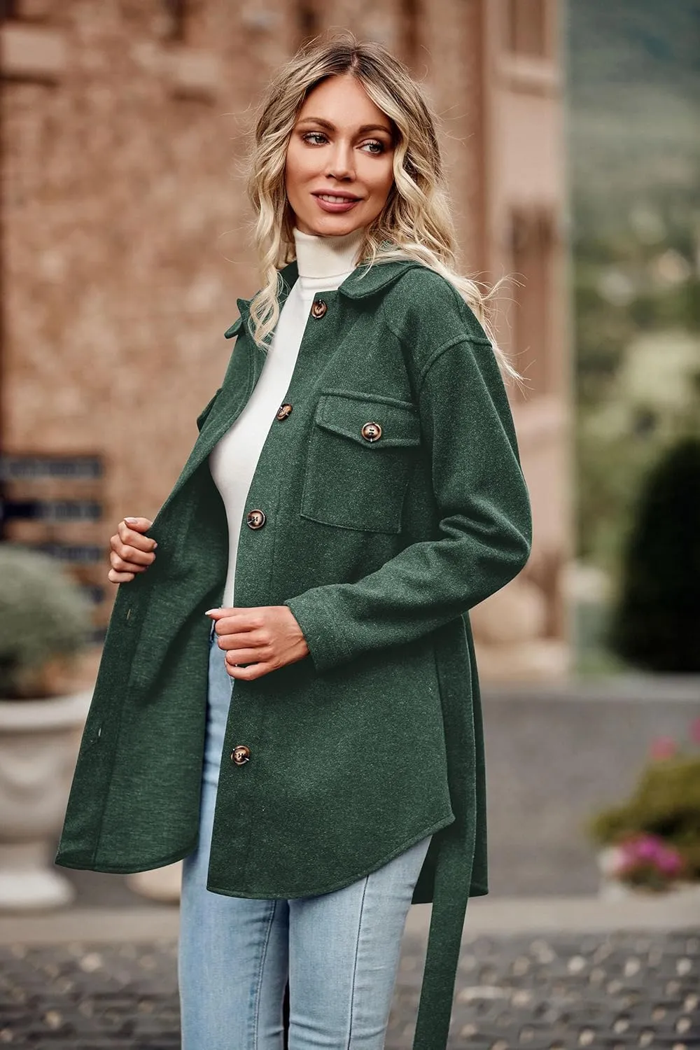 PRETTYGARDEN Women's Fall Fashion Winter Trench Coats Lapel Button Down Peacoat Belted Outerwear Casual Jackets