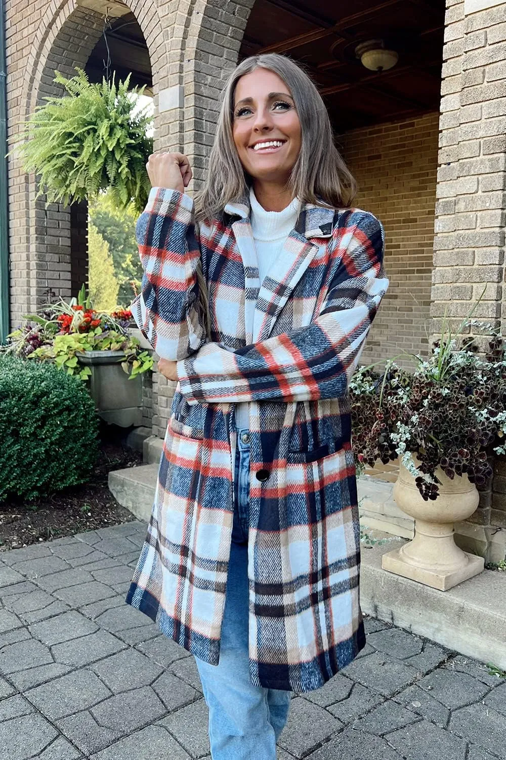 PRETTYGARDEN Women's Plaid Shacket Jacket Trendy Casual Button Wool Blend Winter Tartan Trench Coat with Pockets