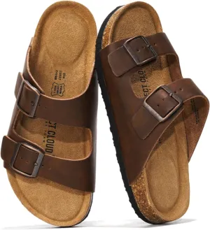 Project Cloud Genuine Leather Flat Sandals Women Beach Essentials Womens Sandals Memory Foam Vacation Essentials Slides for Women Footwear (Venita)