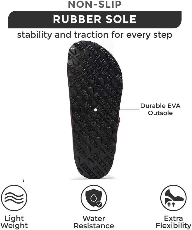 Project Cloud Genuine Leather Flat Sandals Women Beach Essentials Womens Sandals Memory Foam Vacation Essentials Slides for Women Footwear (Venita)