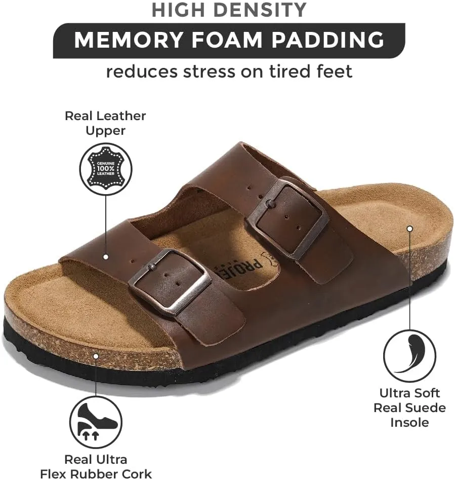 Project Cloud Genuine Leather Flat Sandals Women Beach Essentials Womens Sandals Memory Foam Vacation Essentials Slides for Women Footwear (Venita)