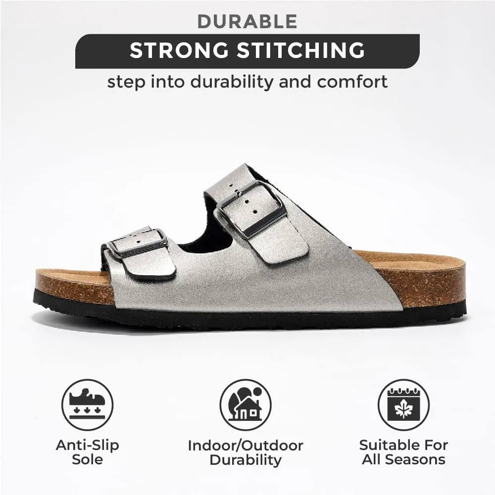 Project Cloud Genuine Leather Flat Sandals Women Beach Essentials Womens Sandals Memory Foam Vacation Essentials Slides for Women Footwear (Venita)