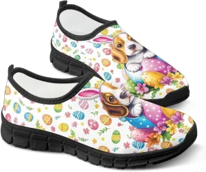 Pxjivorg Women's Art Pattern Slip-On Sneakers Casual Low-Top Flat Dress Shoes Soft Shoes Ladies Non-Slip Workout Holiday Shoes US Size 5.5-11.5