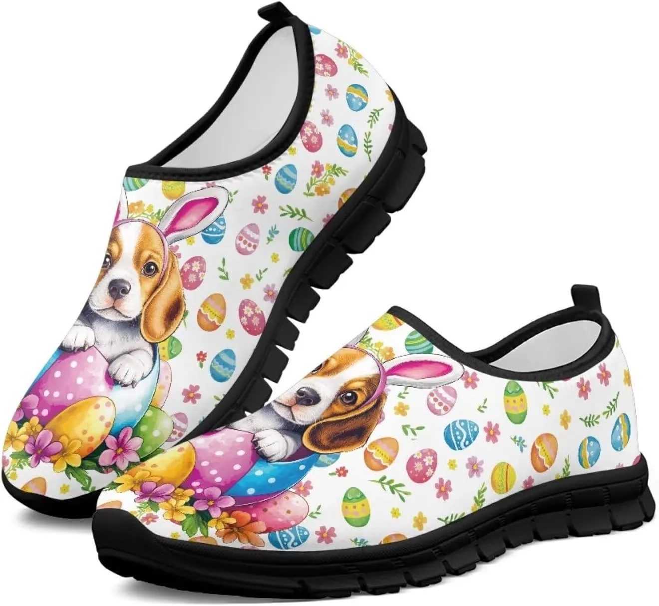 Pxjivorg Women's Art Pattern Slip-On Sneakers Casual Low-Top Flat Dress Shoes Soft Shoes Ladies Non-Slip Workout Holiday Shoes US Size 5.5-11.5