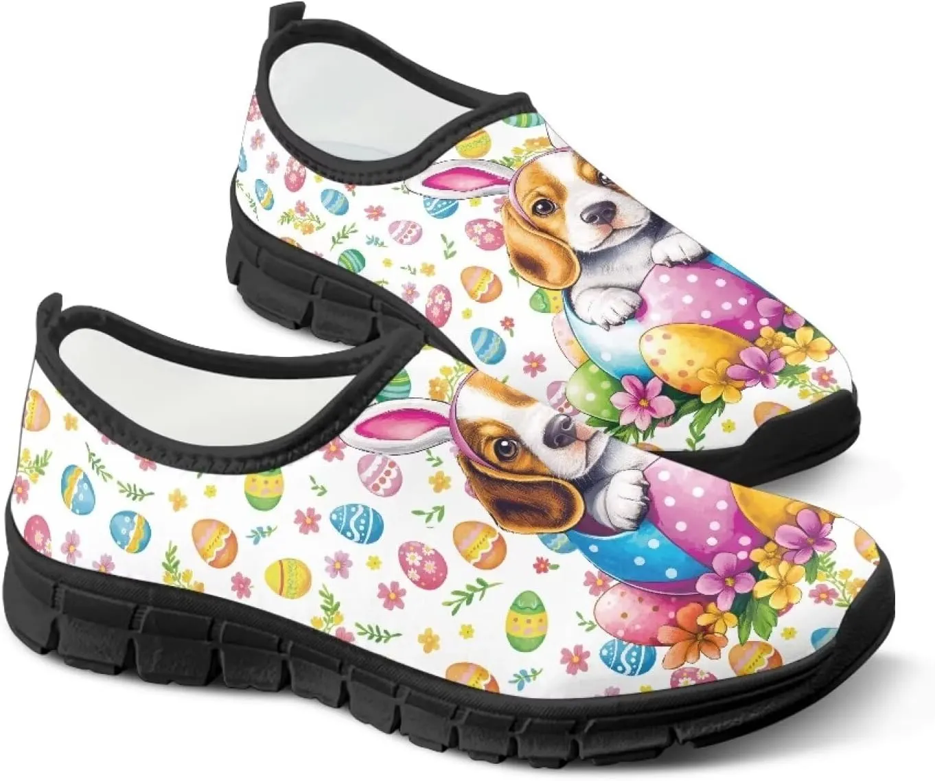 Pxjivorg Women's Art Pattern Slip-On Sneakers Casual Low-Top Flat Dress Shoes Soft Shoes Ladies Non-Slip Workout Holiday Shoes US Size 5.5-11.5