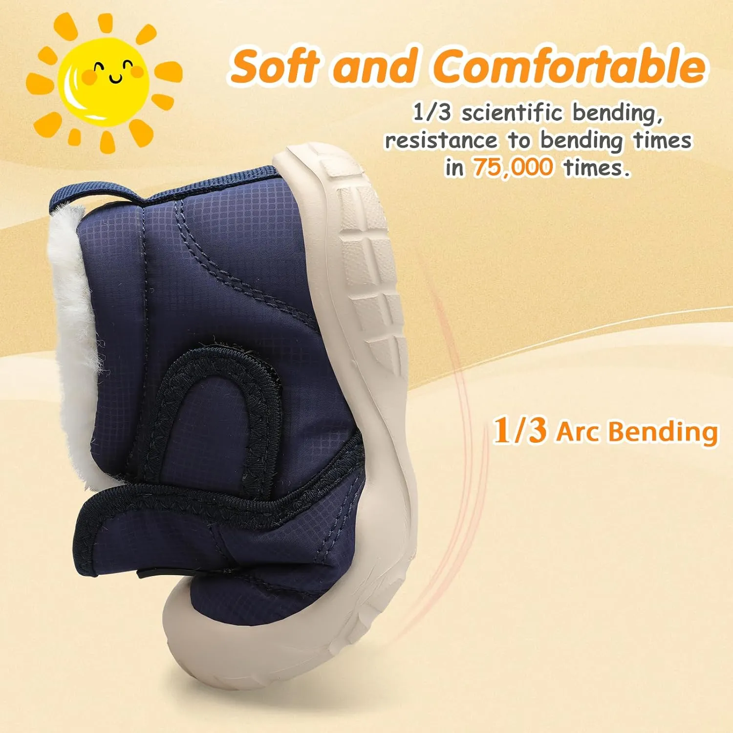 QFH Baby Boys Girls Winter Warm Shoes Cozy Fleece Snow Boots Toddler Non-Slip Walking Shoes Infant Outdoor Water Resistance Faux Fur Booties
