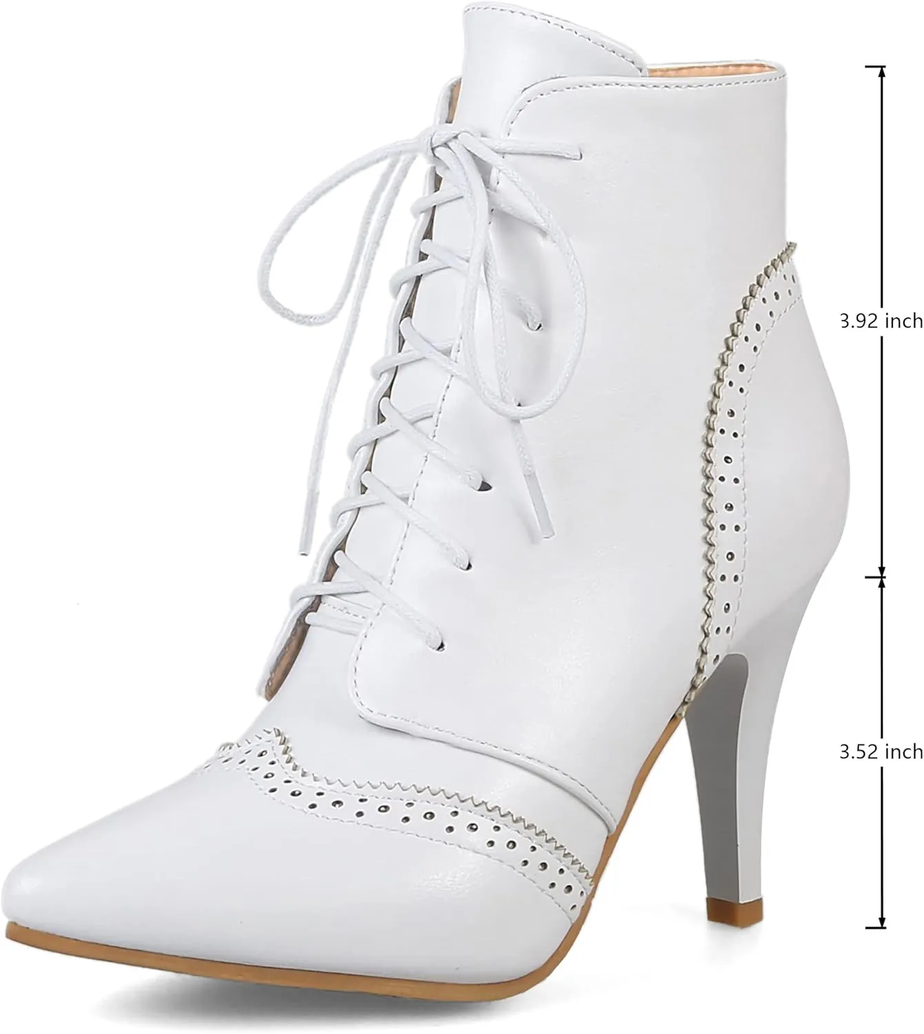 Quimeir Womens Stiletto Ankle Boots Pointed Toe Lace Up High Heel Booties