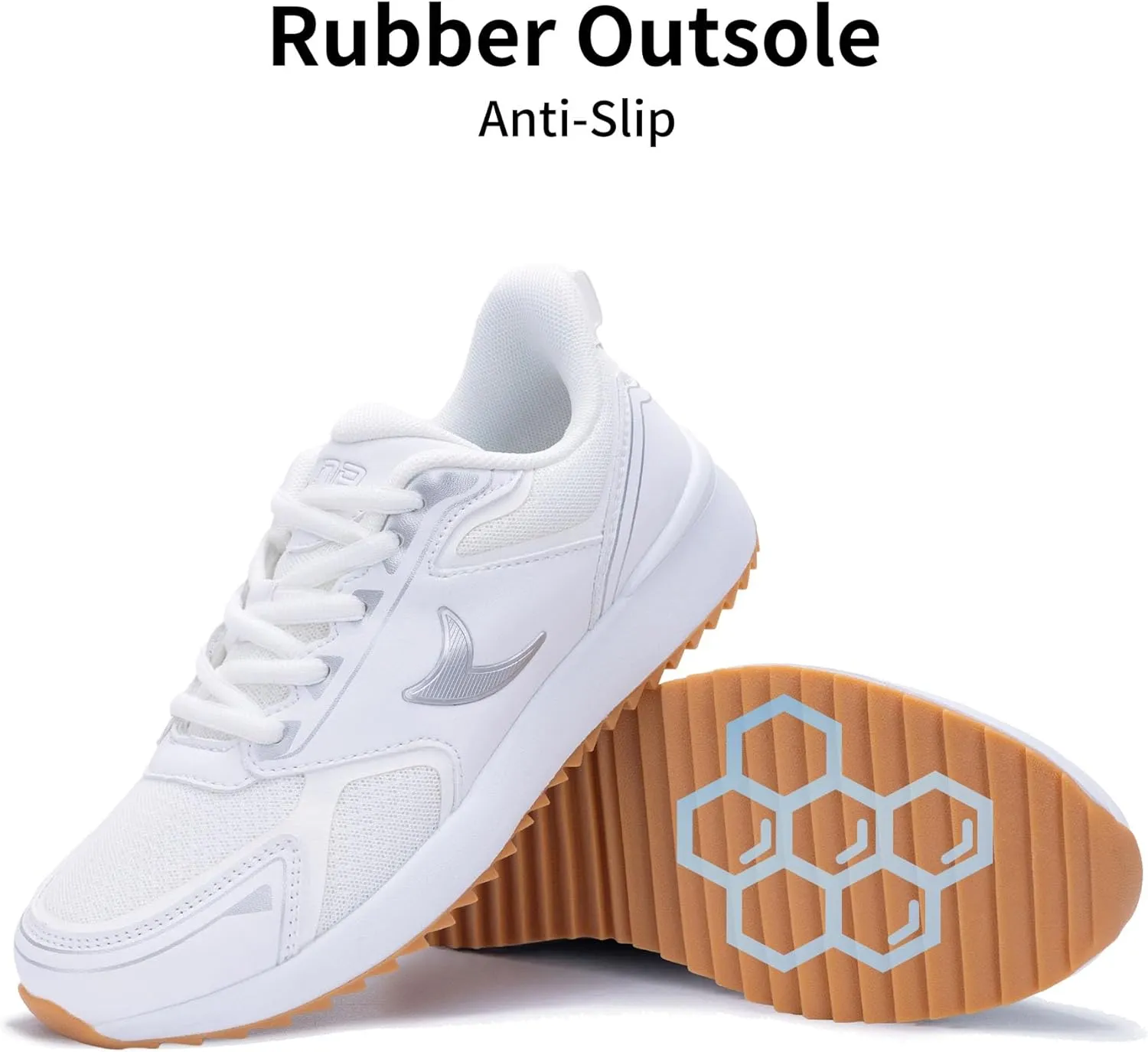 Quseek Classic Sneakers for Women Trendy Retro Fashion Skate Shoes Lace-up Gum Sole Simple Casual Gym Walking Shopping Shoe