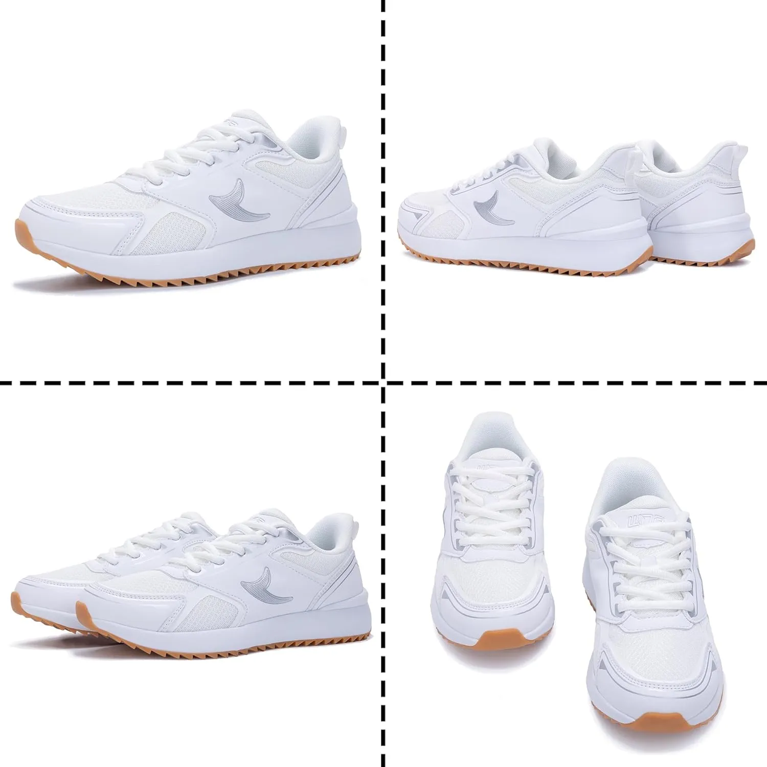 Quseek Classic Sneakers for Women Trendy Retro Fashion Skate Shoes Lace-up Gum Sole Simple Casual Gym Walking Shopping Shoe