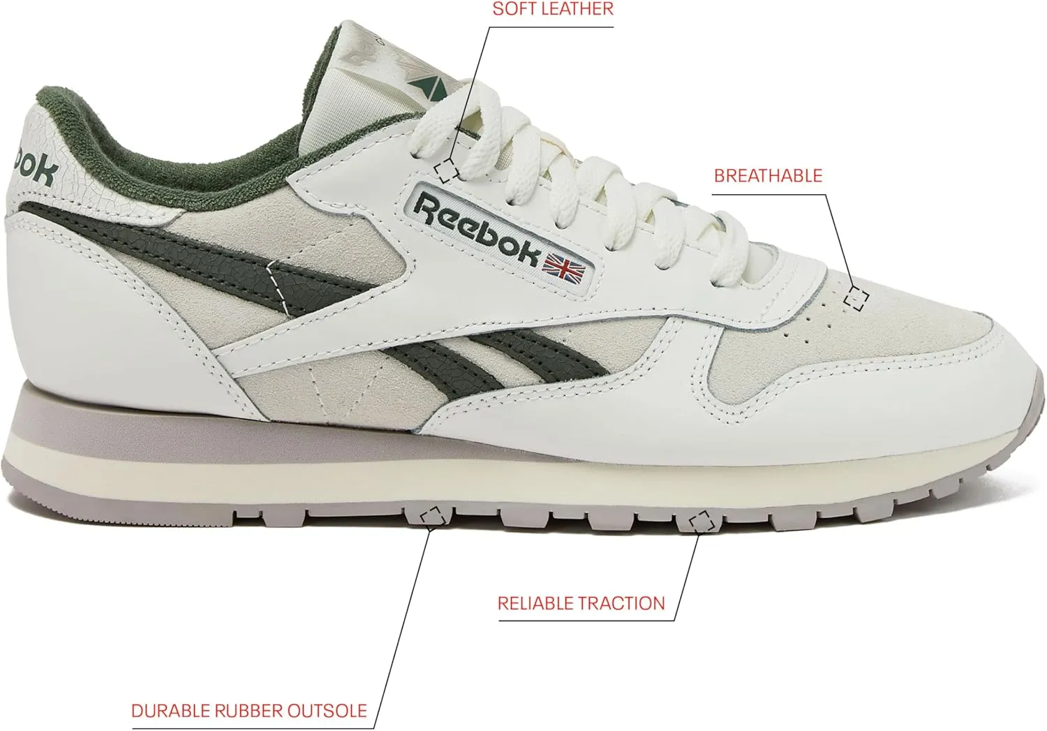 Reebok Men's Classic Leather Sneakers Black Or White Tennis Shoes