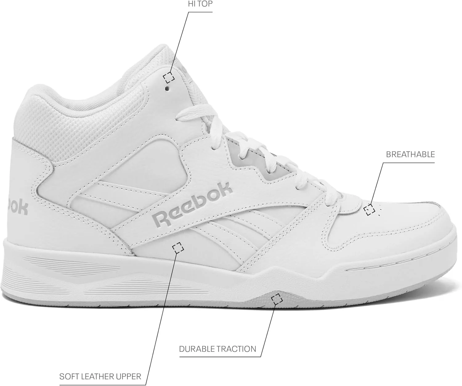 Reebok Royal BB4500 Hi2 High Top Sneakers for Men, Black or White Mens Basketball Shoes, Medium or Wide Width Size 7 to 14 Athletic Mens Shoes