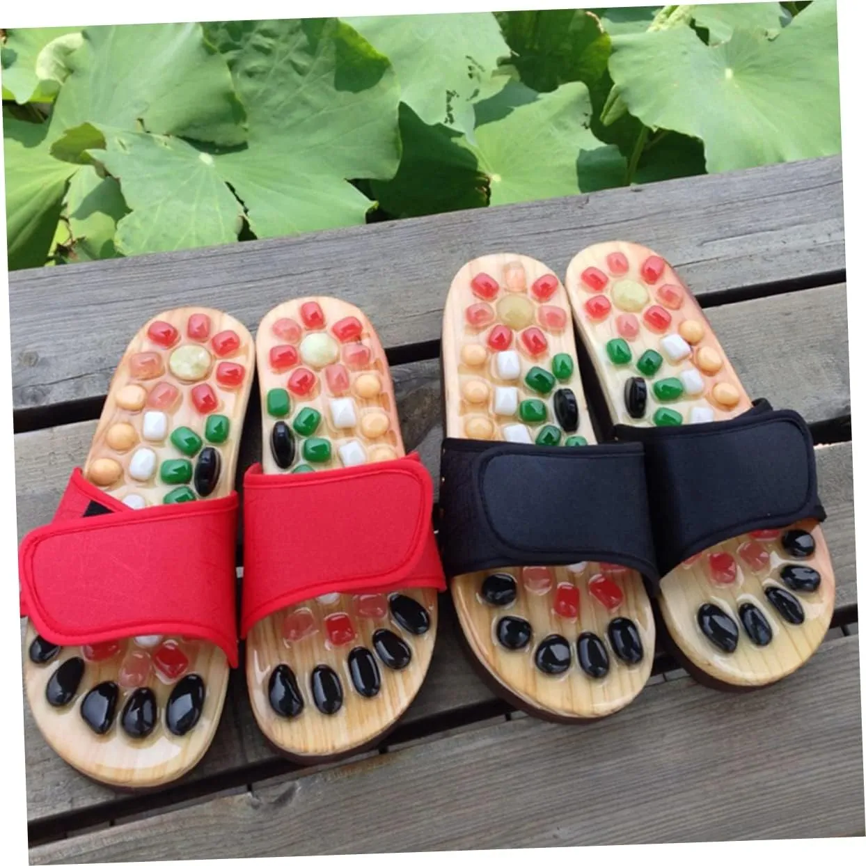 Relaxing Massage Sandals Foot Soaker Shoes Pedicure Slippers Sandals for Men Natural Jade Massage Slippers Size 37-38