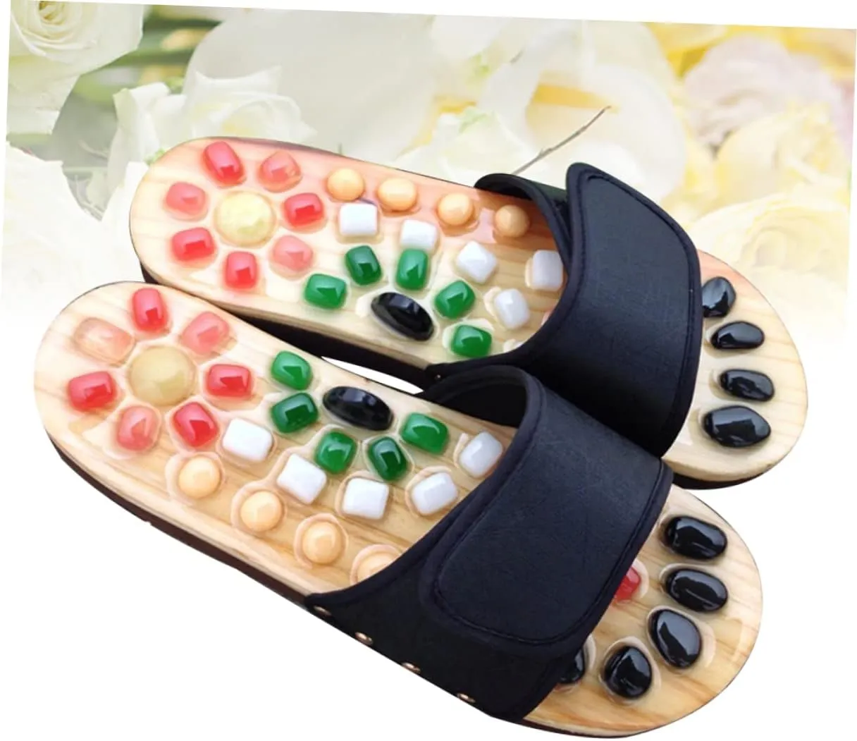 Relaxing Massage Sandals Foot Soaker Shoes Pedicure Slippers Sandals for Men Natural Jade Massage Slippers Size 37-38