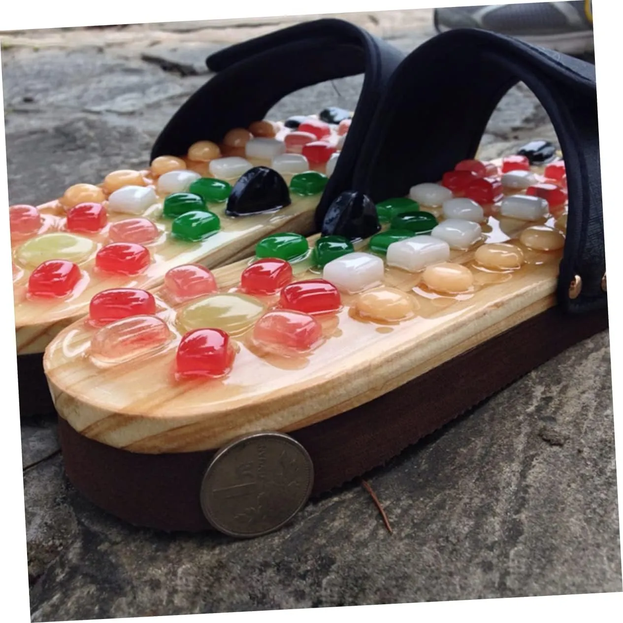 Relaxing Massage Sandals Foot Soaker Shoes Pedicure Slippers Sandals for Men Natural Jade Massage Slippers Size 37-38