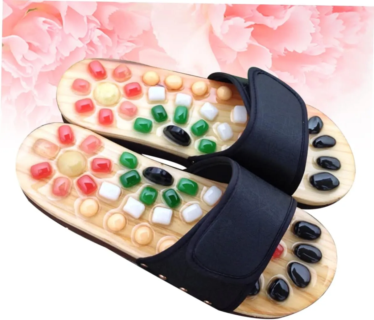 Relaxing Massage Sandals Foot Soaker Shoes Pedicure Slippers Sandals for Men Natural Jade Massage Slippers Size 37-38