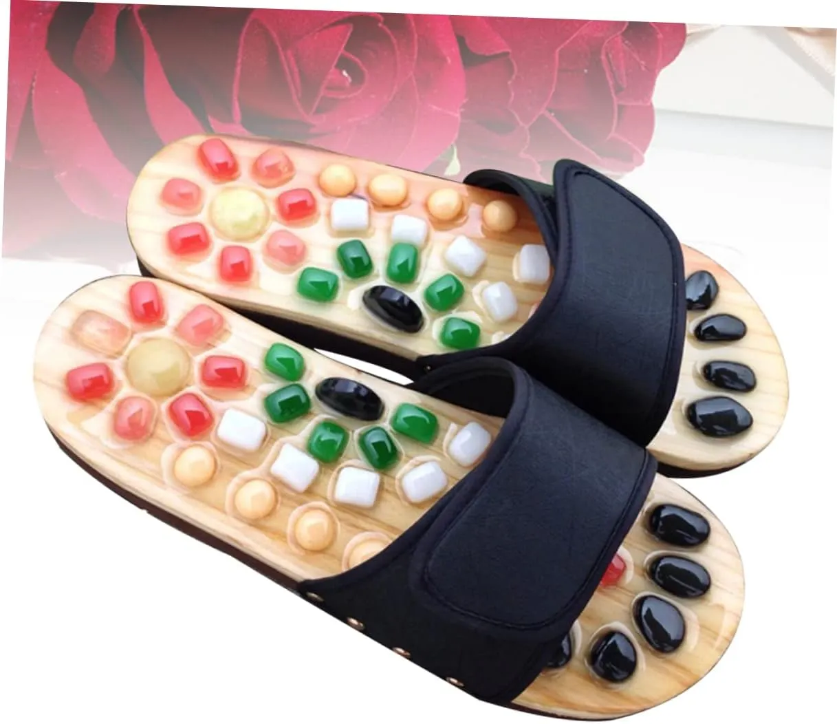 Relaxing Massage Sandals Foot Soaker Shoes Pedicure Slippers Sandals for Men Natural Jade Massage Slippers Size 37-38