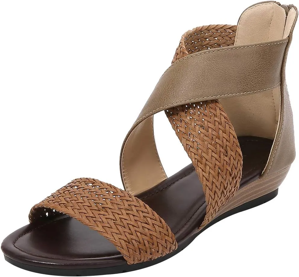 rismart Sandals for Women Open Toe Gladiator Criss Cross-Design Summer Sandals