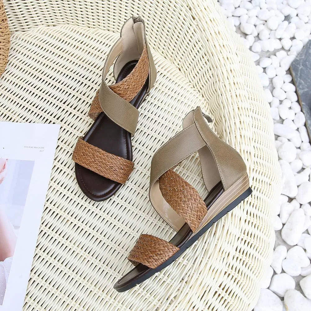 rismart Sandals for Women Open Toe Gladiator Criss Cross-Design Summer Sandals