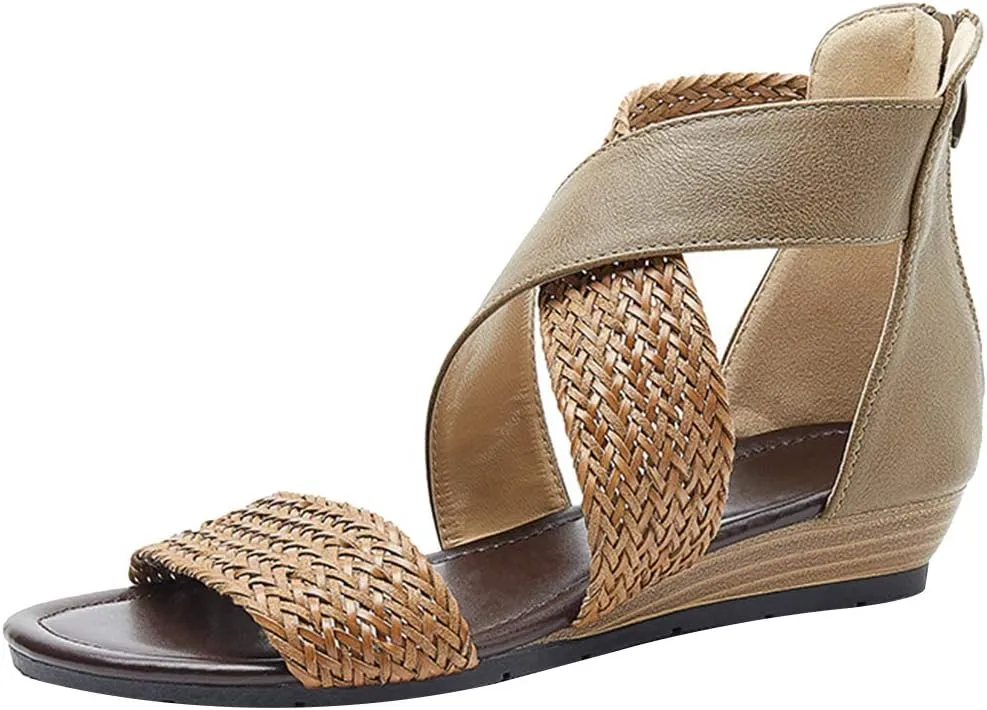 rismart Sandals for Women Open Toe Gladiator Criss Cross-Design Summer Sandals