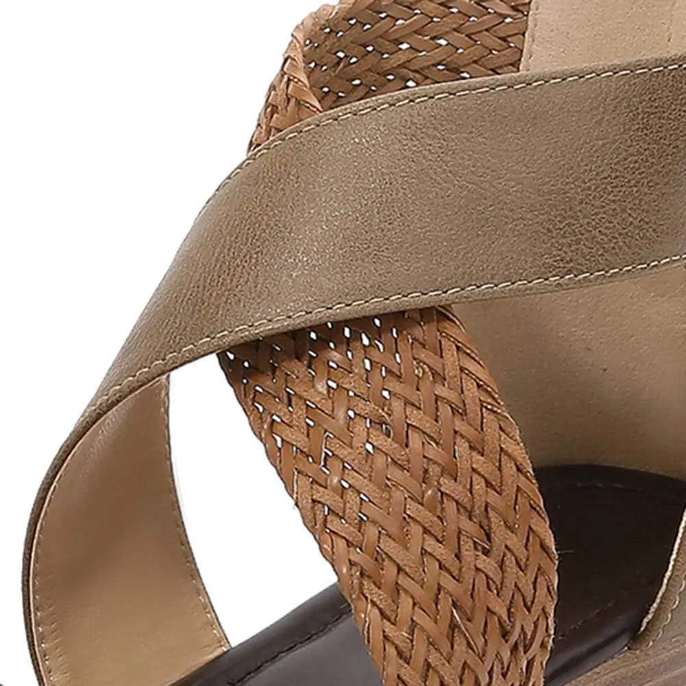 rismart Sandals for Women Open Toe Gladiator Criss Cross-Design Summer Sandals