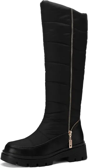 Roimaash Women's Snow Boots Knee High Mid Heel Warm Winter Boots