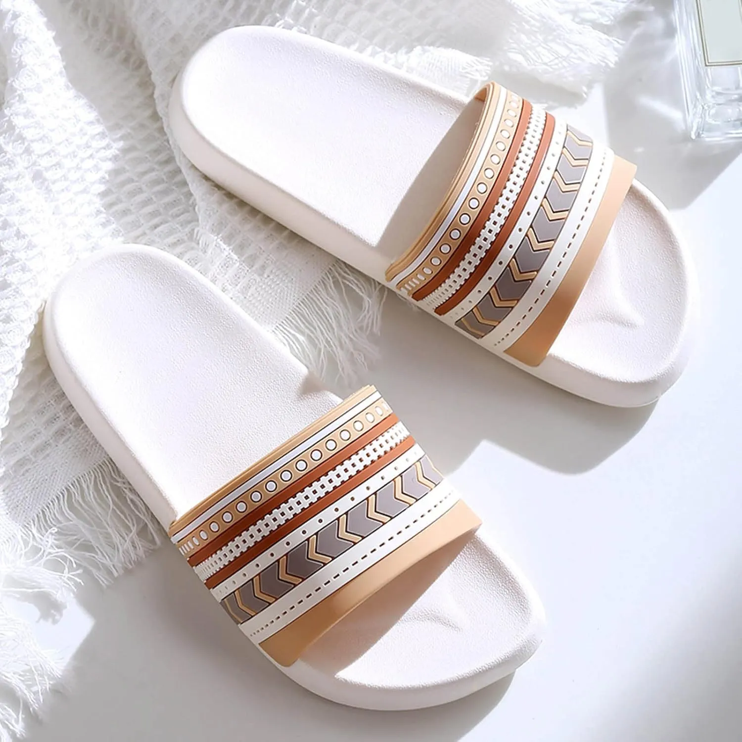 Roorsily Men's Bathroom Slippers Comfort Recovery Pillow Slippers Soft Summer Beach Shoes Soft Flat Soled Slippers