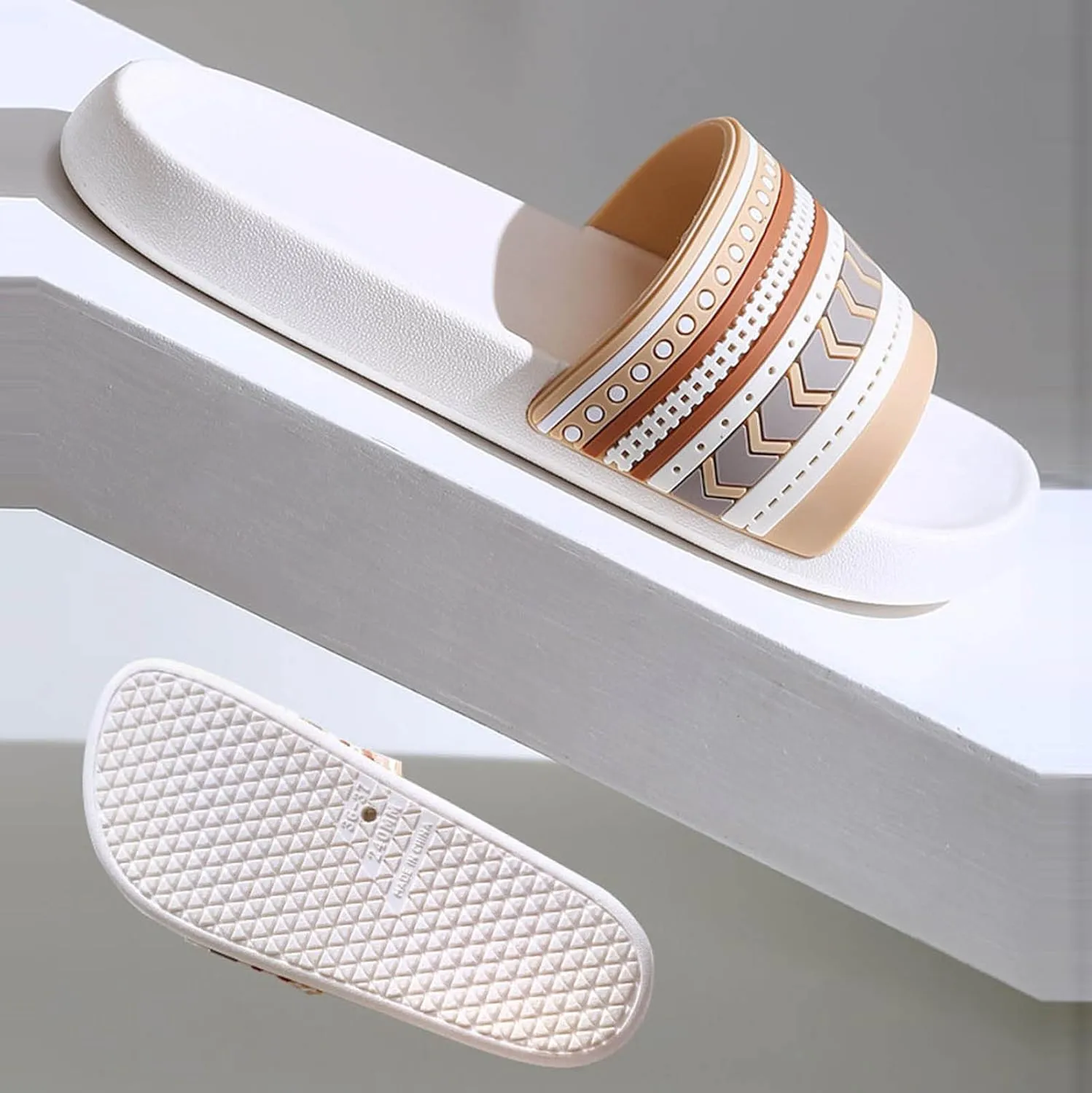 Roorsily Men's Bathroom Slippers Comfort Recovery Pillow Slippers Soft Summer Beach Shoes Soft Flat Soled Slippers